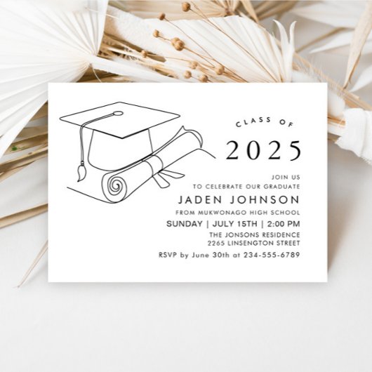 Moderne Einfache Minimalistisch Graduierungspartei Einladung