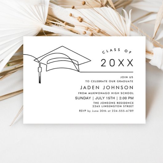 Moderne Einfache Minimalistisch Graduierungspartei Einladung