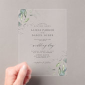 Moderne, einfache, minimalistisch-grüne Blatthochz Acryleinladungen (Insitu (Handheld))