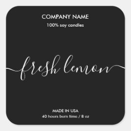 Moderne, einfache Minimalistisch-Soja-Kerze Schwar Quadratischer Aufkleber