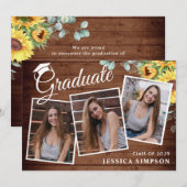 Moderne Einfache Minimalistische 3-FOTO-Graduierun Einladung (Vorne/Hinten)