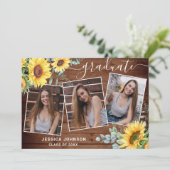 Moderne Einfache Minimalistische 3-FOTO-Graduierun Einladung (Stehend Vorderseite)