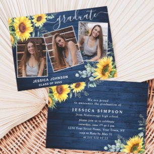 Moderne Einfache Minimalistische 3-FOTO-Graduierun Einladung