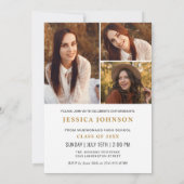 Moderne Einfache Minimalistische 4-FOTO-Graduierun Einladung (Rückseite)