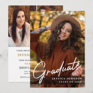 Moderne Einfache Minimalistische 4-FOTO-Graduierun Einladung