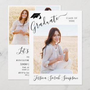 Moderne Einfache Minimalistische 4-FOTO-Graduierun Einladung