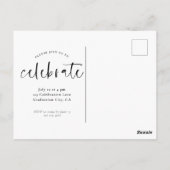 Moderne Einfache Minimalistische Abschluss Einladu Postkarte (Rückseite)