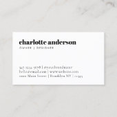 Moderne, einfache Minimalistische Berufliche Typog Visitenkarte (Rückseite)