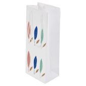 Moderne, einfache minimalistische Blätter Geschenktüte Für Weinflaschen (Vorderseite Schrägansicht)