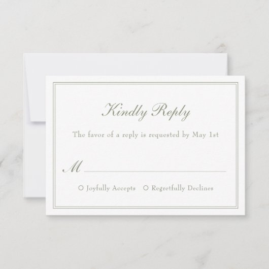 Moderne, einfache Minimalistische Elegant Wedding  RSVP Karte (Vorderseite)