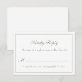 Moderne, einfache Minimalistische Elegant Wedding  RSVP Karte (Vorne/Hinten)