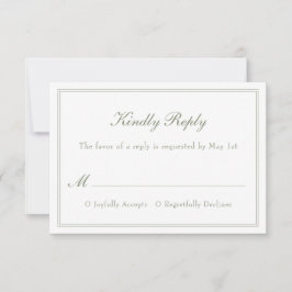 Moderne, einfache Minimalistische Elegant Wedding RSVP Karte