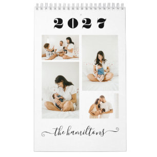 Moderne einfache minimalistische Familienfoto Neuj Kalender
