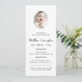 Moderne einfache Minimalistische Foto Heilige Tauf Einladung (Stehend Vorderseite)