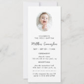 Moderne einfache Minimalistische Foto Heilige Tauf Einladung (Vorderseite)