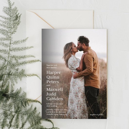 Moderne, einfache Minimalistische Foto Hochzeit Einladung