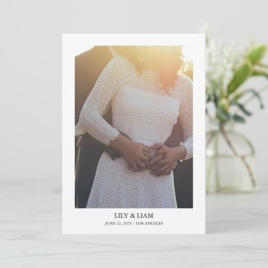 Moderne, einfache Minimalistische Foto-Hochzeit Save The Date (Stehend Vorderseite)
