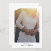 Moderne, einfache Minimalistische Foto-Hochzeit Save The Date (Vorne/Hinten)