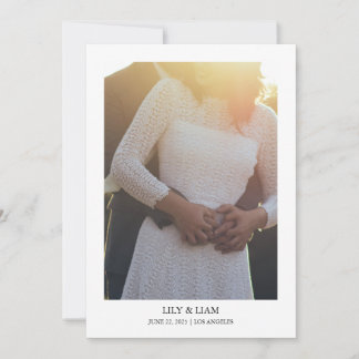 Moderne, einfache Minimalistische Foto-Hochzeit Save The Date