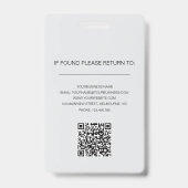 Moderne, einfache Minimalistische Foto-Sicherheit Ausweis (Rückseite)