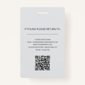 Moderne, einfache Minimalistische Foto-Sicherheit Ausweis (Rückseite)