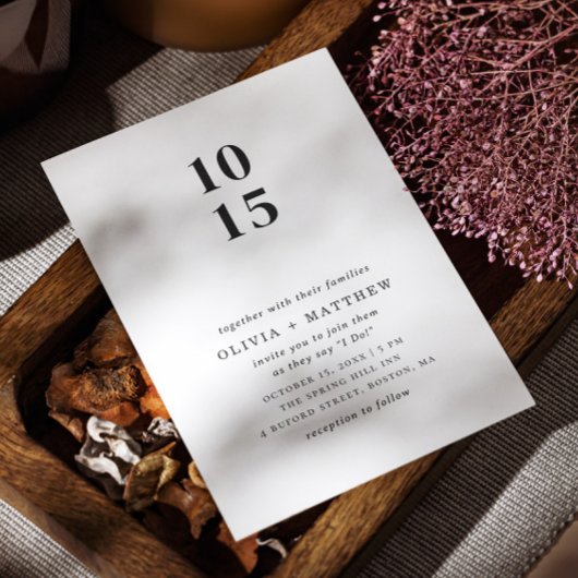 Moderne, einfache, minimalistische Hochzeit + QR-C Einladung