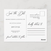 Moderne, einfache Minimalistische Hochzeit spart d Postkarte (Rückseite)