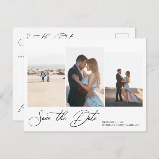 Moderne, einfache Minimalistische Hochzeit spart d Postkarte (Vorne/Hinten)