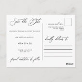 Moderne, einfache Minimalistische Hochzeit spart d Postkarte (Rückseite)