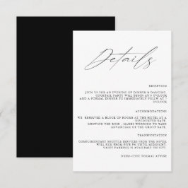 Moderne, einfache Minimalistische Hochzeitdetails Begleitkarte