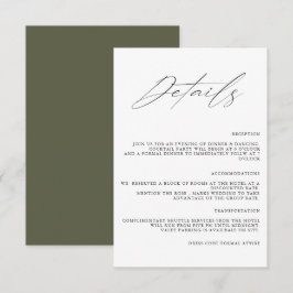 Moderne, einfache Minimalistische Hochzeitdetails Begleitkarte