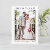 Moderne, einfache Minimalistische Liebe dank Hochz Dankeskarte (Stehend Vorderseite)