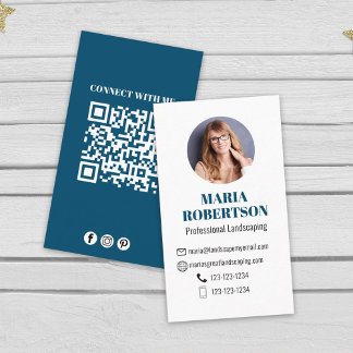 Moderne, einfache Minimalistische QR Code Social M Visitenkarte