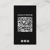 Moderne, einfache Minimalistische QR Code Social M Visitenkarte (Rückseite)