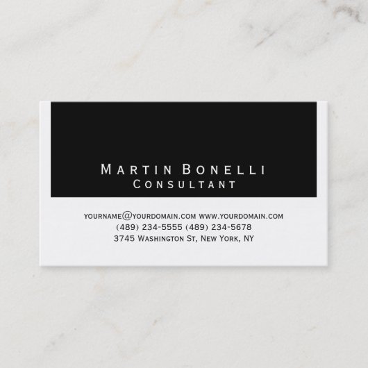 Moderne, einfache Minimalistische Schwarz-weiße Vi Visitenkarte (Vorderseite)