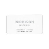 Moderne einfache minimalistische Typografie weiß Adressaufkleber (Vorne)