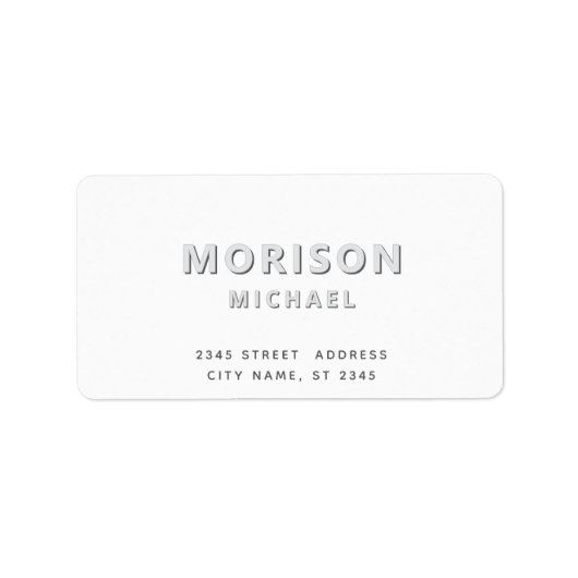 Moderne einfache minimalistische Typografie weiß Adressaufkleber (Vorne)