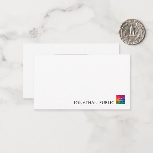 Moderne, einfache Mitteilungskarten mit Textlogo (Vorderseite/Rückseite Beispiel)