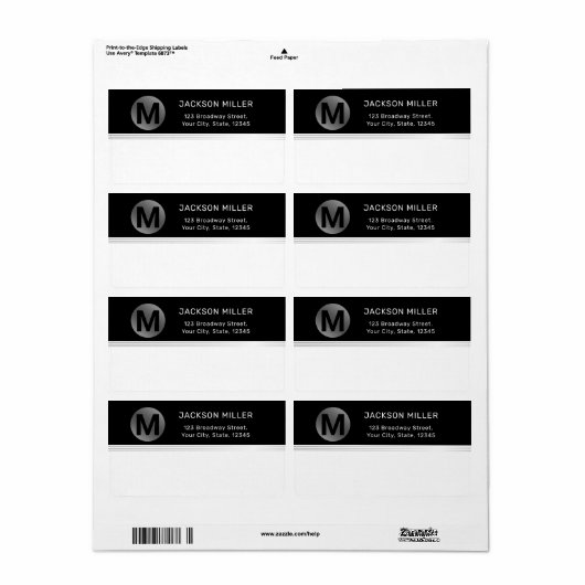 Moderne, einfache Monografie-Versendung in Schwarz (Vorne)