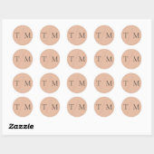 Moderne, einfache Monogram Blush Mix & Match Weddi Runder Aufkleber (Blatt)