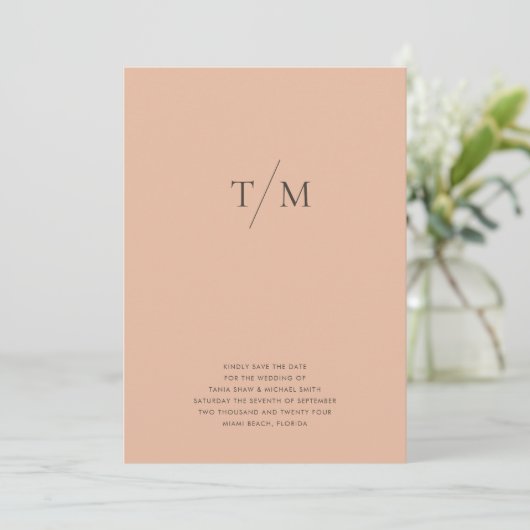 Moderne, einfache Monogram Blush Mix & Match Weddi Save The Date (Stehend Vorderseite)