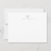 Moderne, einfache Monogram Light Silver Grau Note  Einladung (Vorderseite)