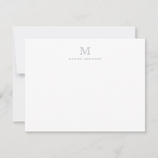 Moderne, einfache Monogram Light Silver Grau Note  Einladung (Vorderseite)