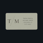 Moderne einfache Monogram Sage Mix & Match Wedding Adressaufkleber<br><div class="desc">Einfache, moderne, monogramm Hochzeitsaufkleber mit moderner Rücksendeadresse und zeitgenössischem Design, mit einem schlauen grünen Hintergrund und einem schwarz-grauen Text. Dieser moderne Rücksendeadresse-Aufkleber für Hochzeitsfeiern ist Teil meiner Mix and Match Wedding Stationery Collection und bietet alle passenden Hintergrund- und Schriftart-Farben - mischen Sie einfach Ihre Monogramm-Hochzeitseinladung mit anderen Hochzeitsartikeln in einzigartigen...</div>