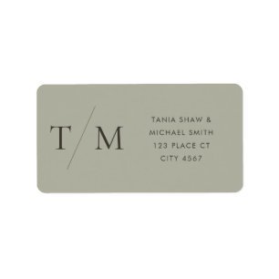 Moderne einfache Monogram Sage Mix & Match Wedding Adressaufkleber