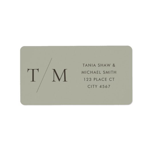 Moderne einfache Monogram Sage Mix & Match Wedding Adressaufkleber (Vorne)