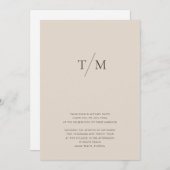 Moderne einfache Monogram Sand Mix & Match Wedding Einladung (Vorne/Hinten)