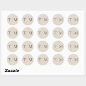 Moderne einfache Monogram Sand Mix & Match Wedding Runder Aufkleber (Blatt)