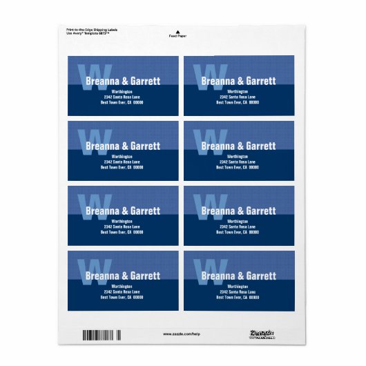 Moderne einfache Monogram Style Hues of Blue 03 (Vorne)