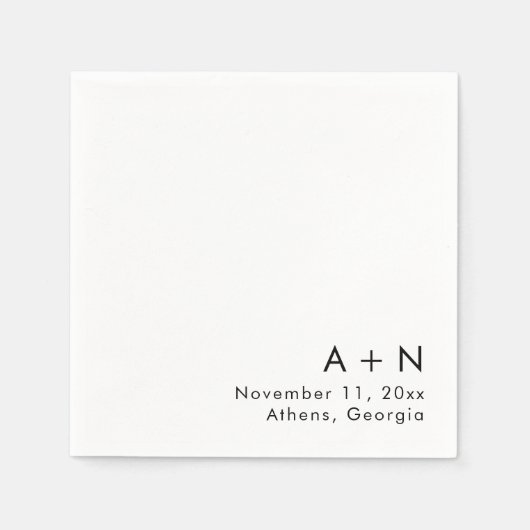 Moderne einfache Monogram Wedding Napkins Serviette (Vorderseite)